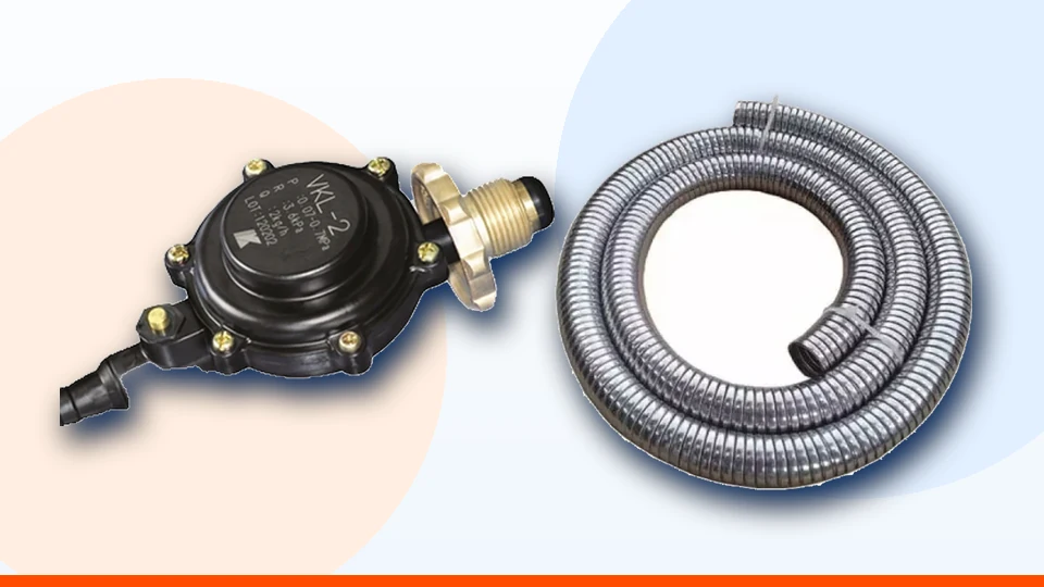 Van điều áp và dây dẫn gas an toàn, còn nguyên vẹn
